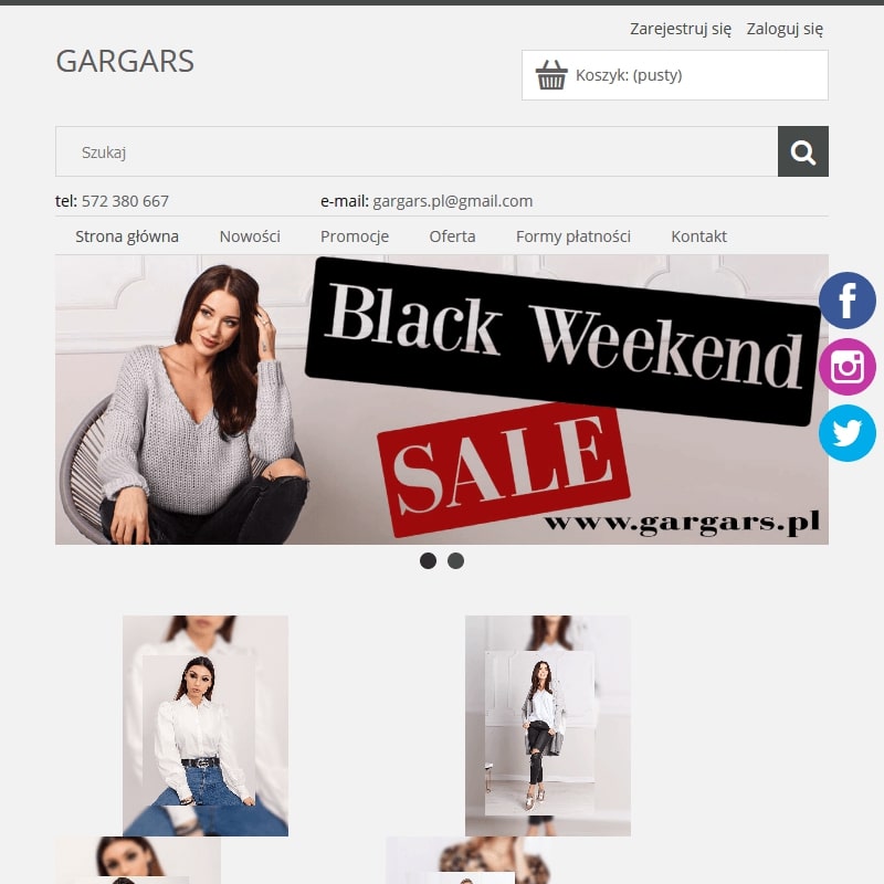 Butik internetowy z odzieżą damską