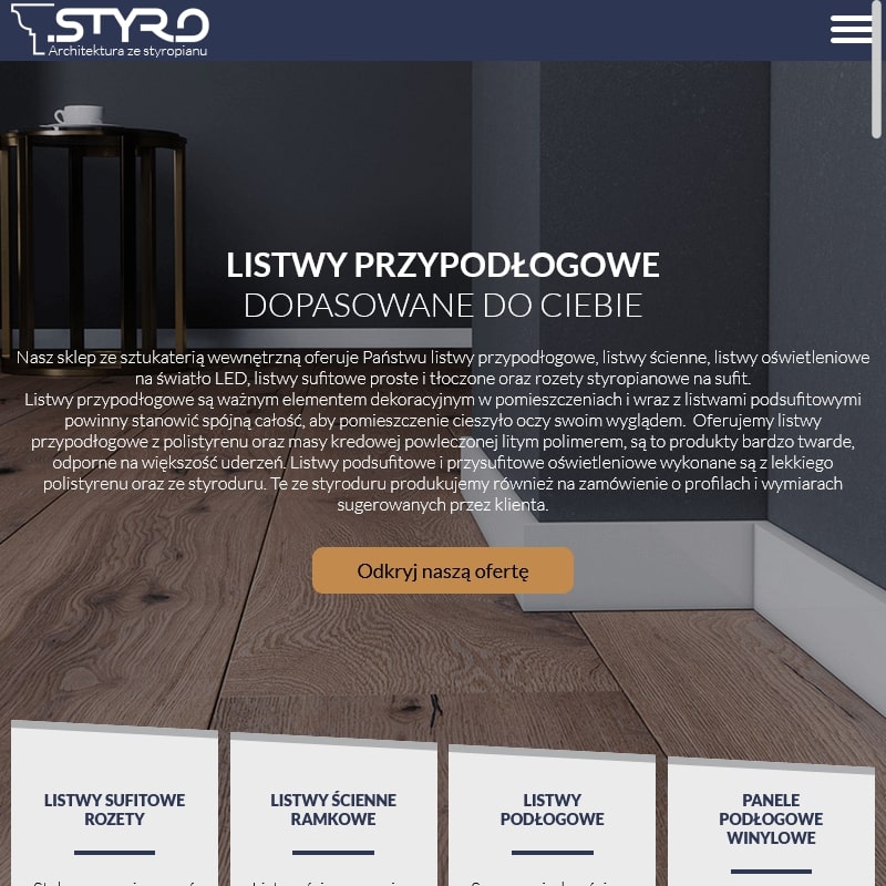 Listwy przysufitowe styropianowe