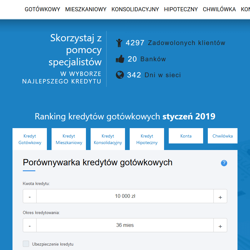 Porównywarka kredytów gotówkowych